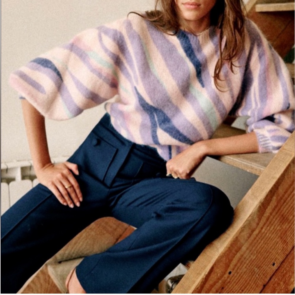 Sezane Chessy Sweater in Zebra Pastel